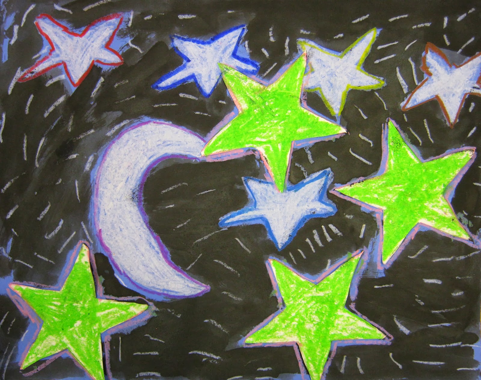 Art with Mrs. Kim Stars in the Night Sky by 1st grade