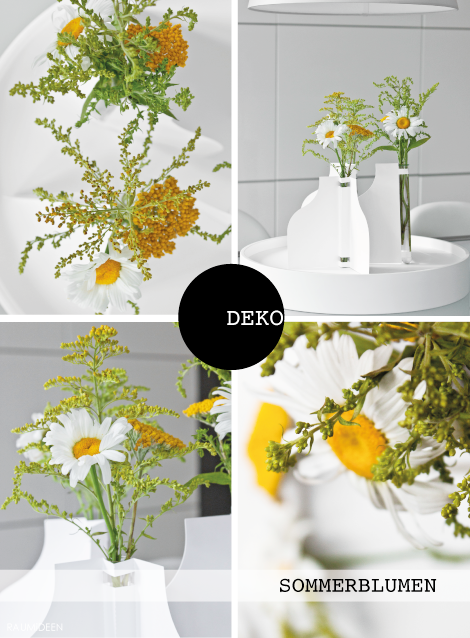 Eine sommerliche Dekoidee mit Margeriten - mehr Dekoideen mit Blumen findest du im MINIMALmagazin!