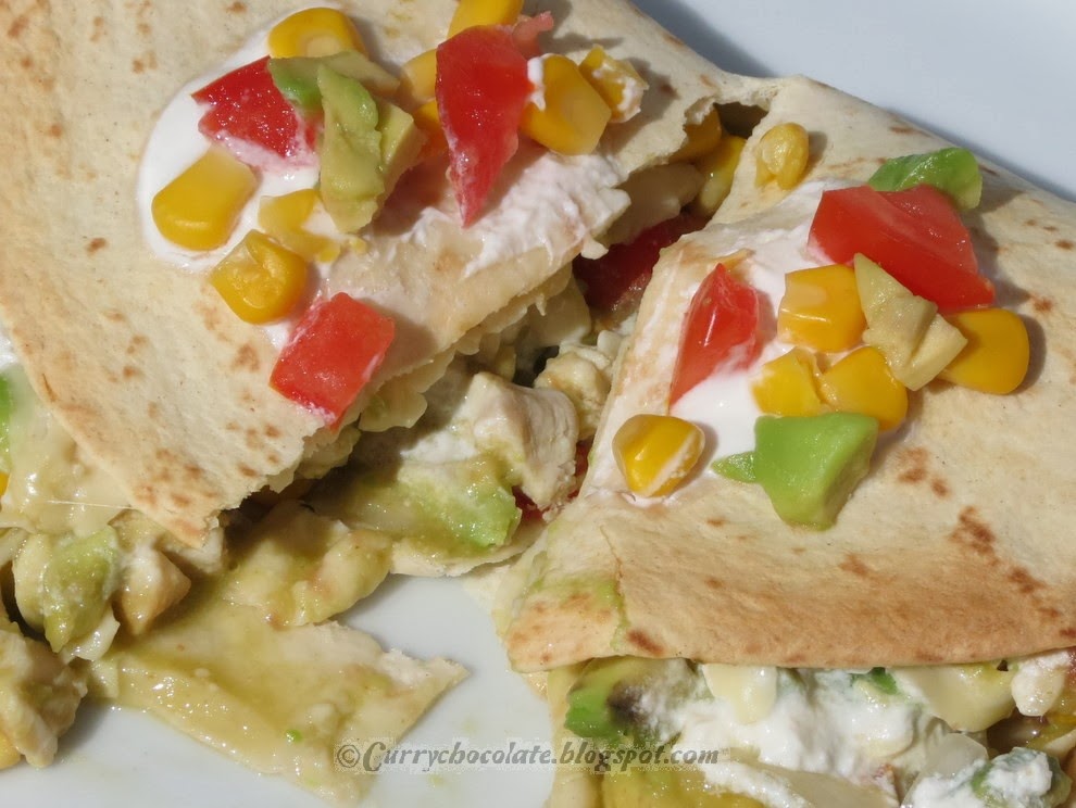 Curry y Chocolate Quesadillas de pollo y aguacate Chicken and