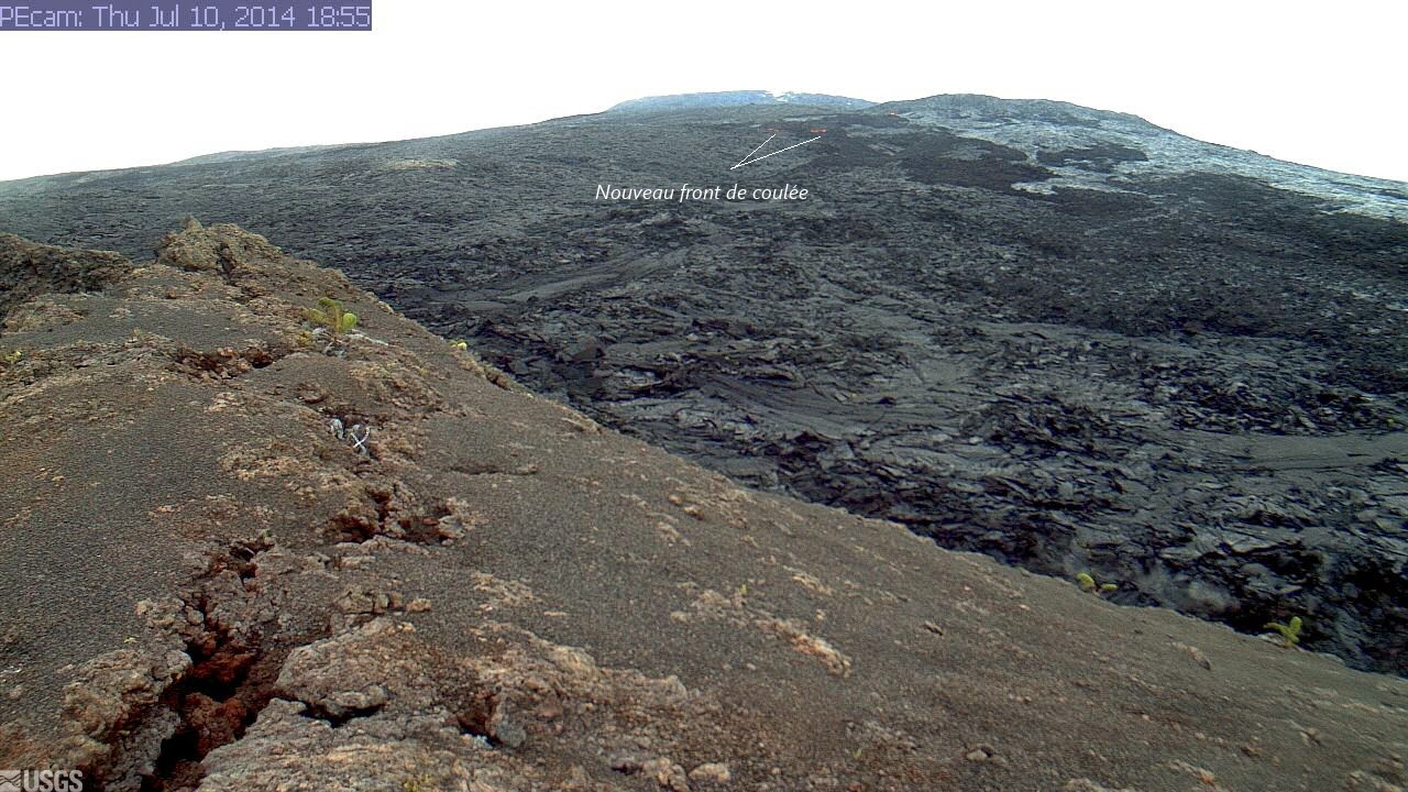 Autre coulée de lave sur le cône Pu'u O'o du volcan Kilauea, 10 juillet 2014