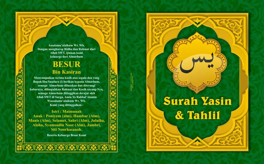  Cover Buku Yasin Hijau Emas CDR File CorelDraw Free 