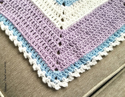 close up of stitching done on Frozen inspired crochet afghan