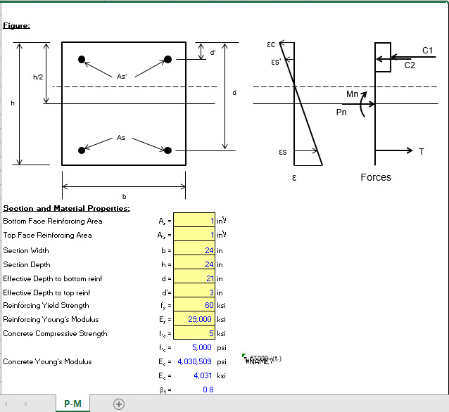 Beam Column Design Spreadsheet to ACI-318 and ACI-350