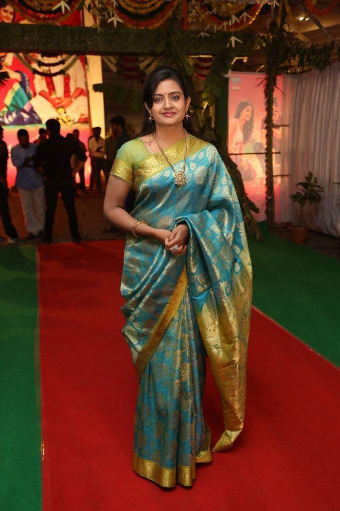 Beautiful Telugu Actress Indraja Photos In Traditional Blue Sari