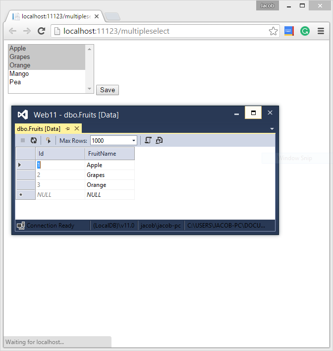 ListBox Insert Multiple selected item into database