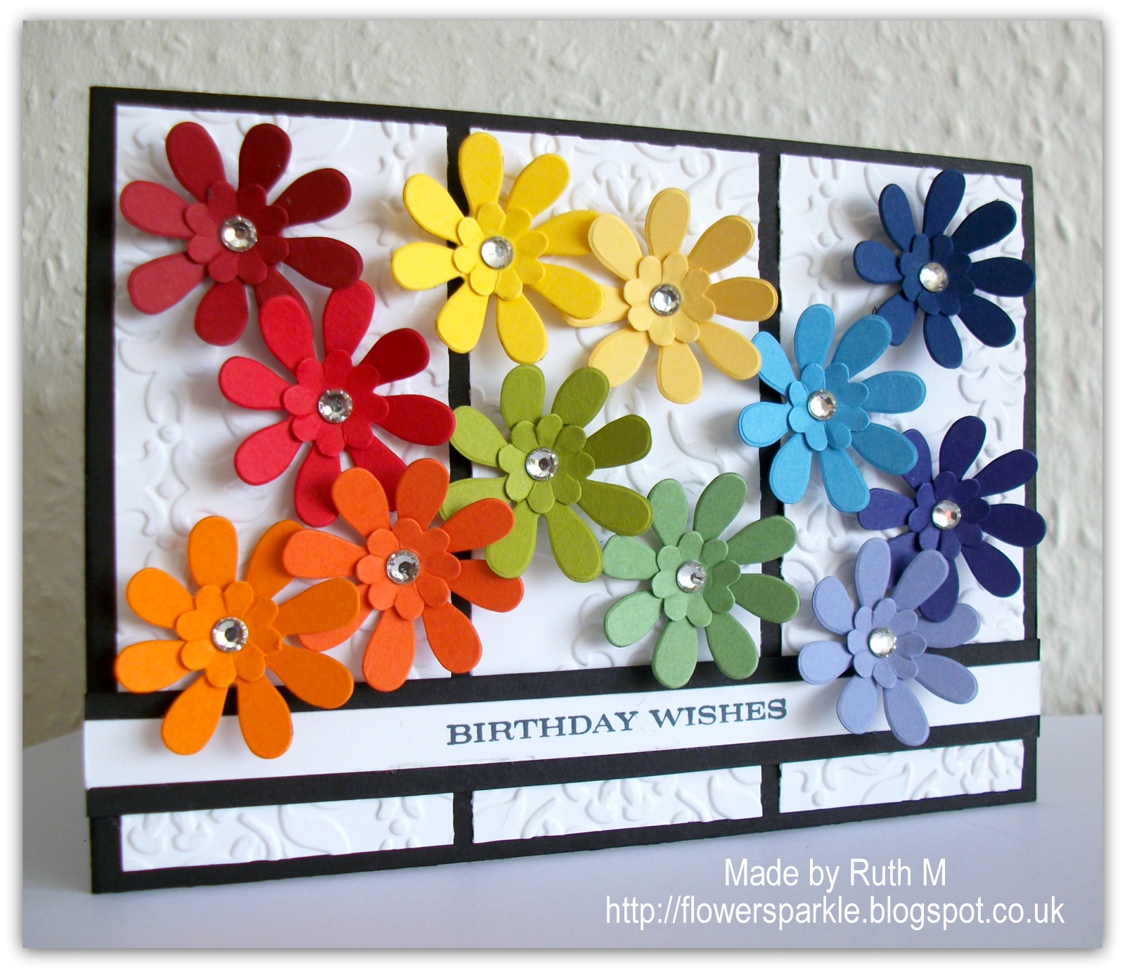 flower sparkle roy g biv flowers birthday wishes card