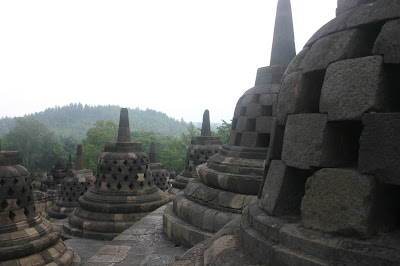 Bell-shaped Borobudur stupas ancient man