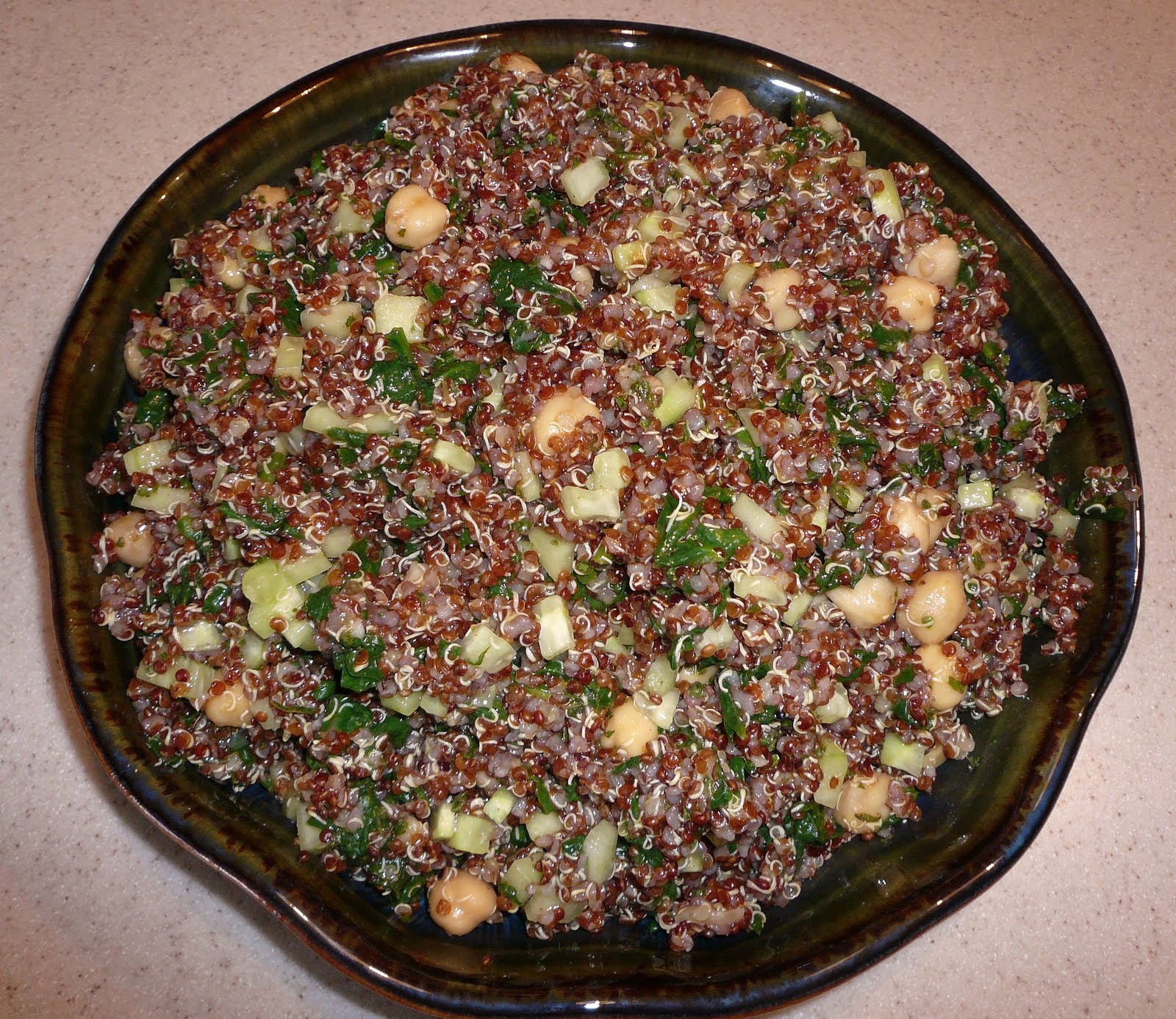 KITCHEN EXCURSIONS Red Quinoa Salad with Spinach and Chickpeas
