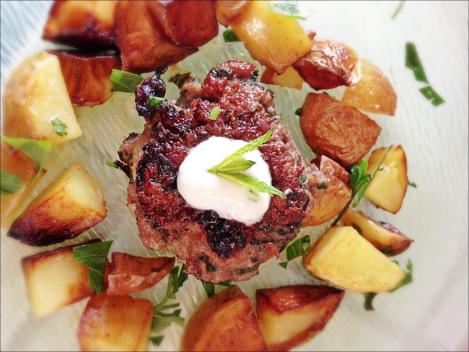 Lazy Girl Dinners Lamb Patties with a Garlic and Mint Yogurt Sauce