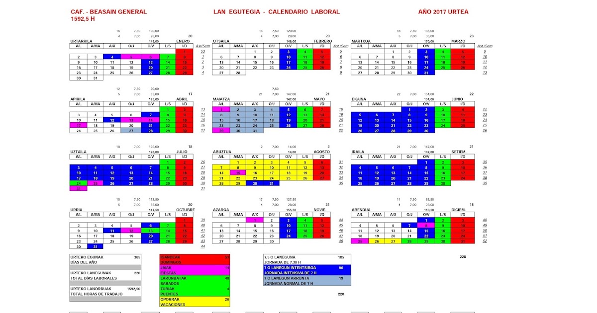 COMISIONES OBRERAS CAF BEASAIN calendario 2017