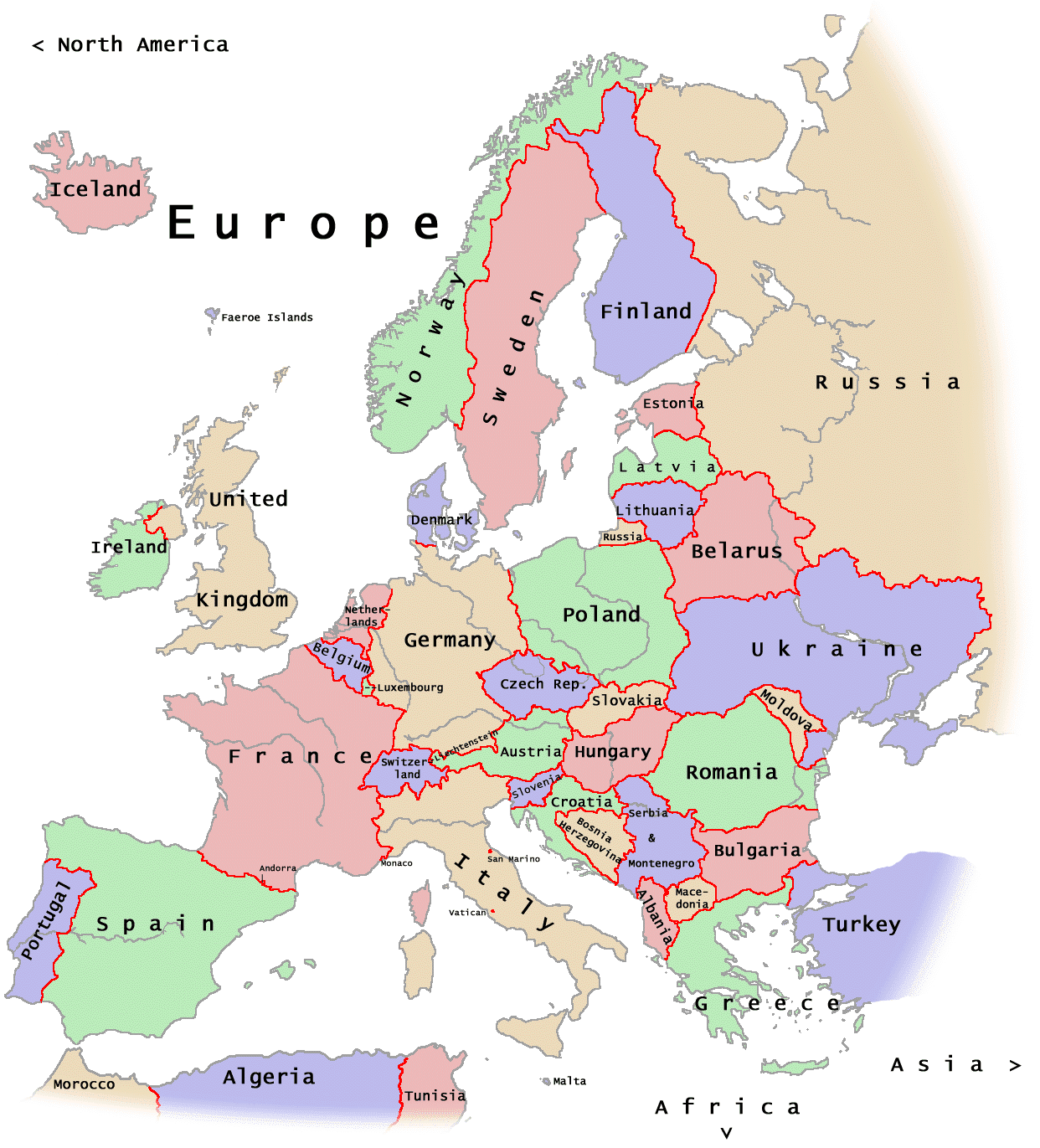 Maps of Europe Region Country