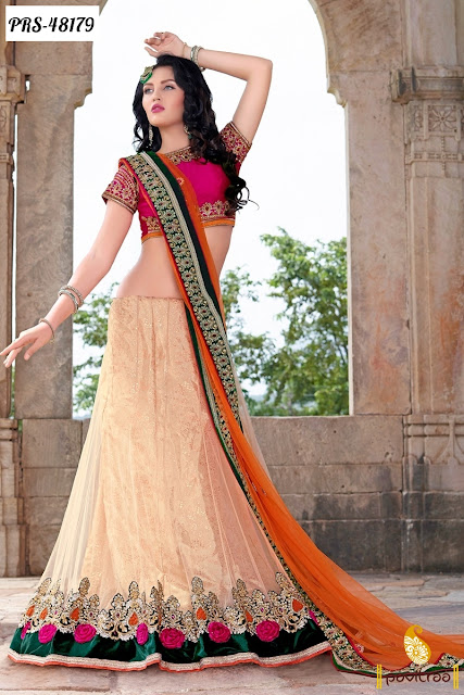 Diwali season special pink net designer lehenga style online shopping at best discount sale and deal at pavitraa.in