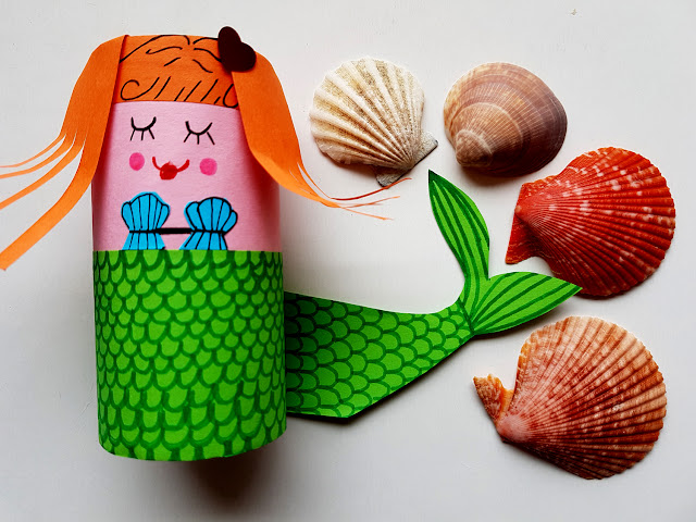 ocean - syrenka z rolki po papierze toaletowym - koniki morskie z papierowych talerzyków - summer children crafts - diy - prace plastyczne - wakacje z dzieckiem - kreatywnie z dzieckiem