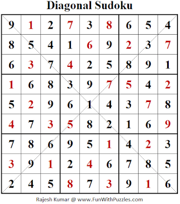 Answer of Diagonal Sudoku Puzzle (Fun With Sudoku #354)