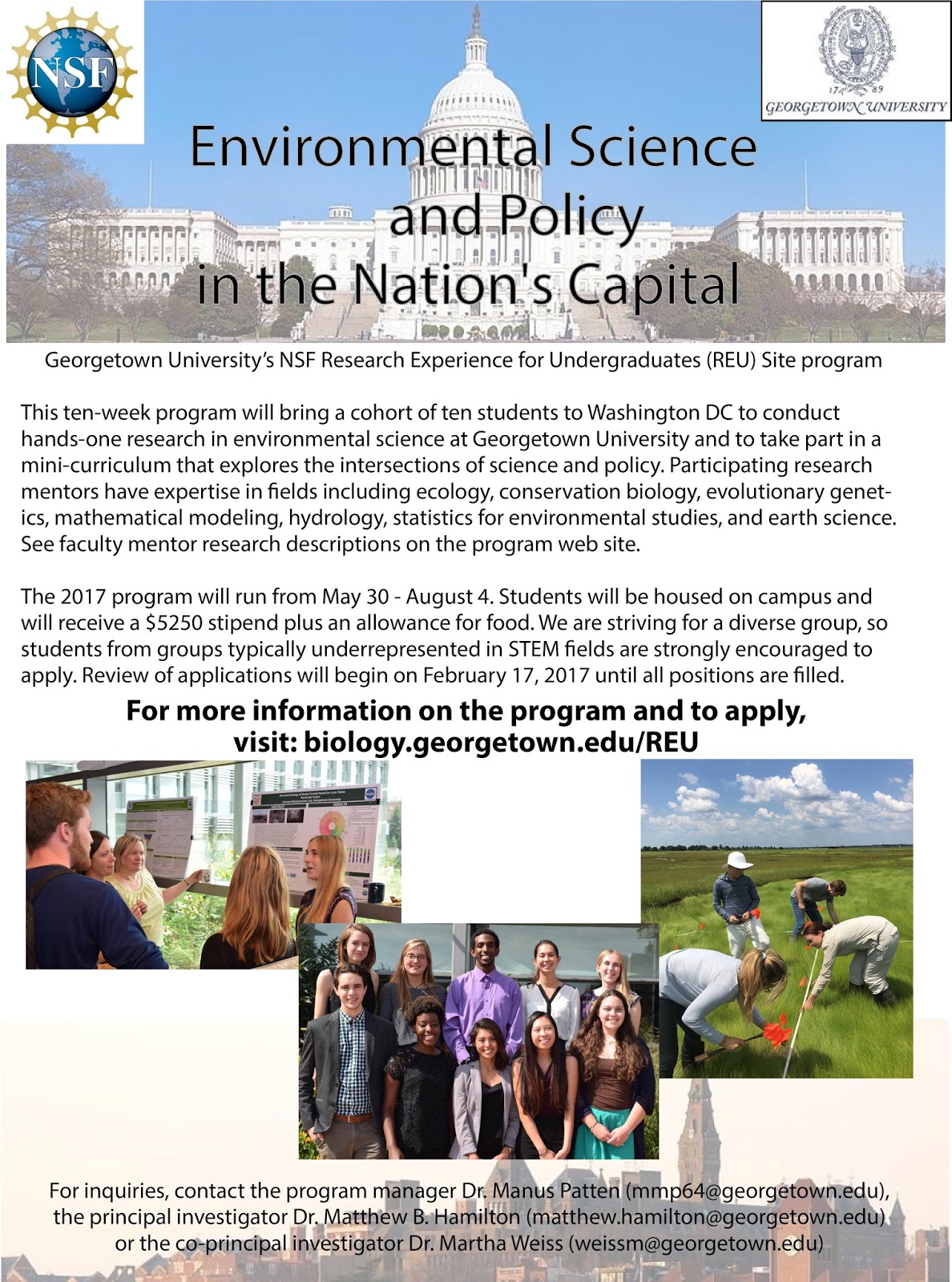 Environmental Studies Student News University summer REU