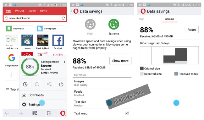 Aplikasi opera mini android - fitur penghematan data Aplikasi opera mini android - fitur penghematan data