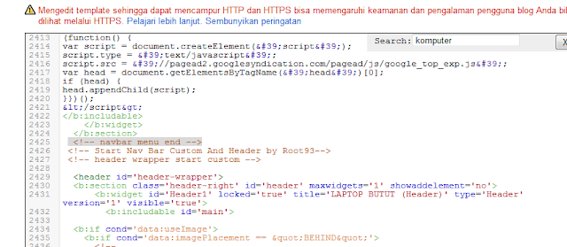 memposisikan header berada diatas navigasi
