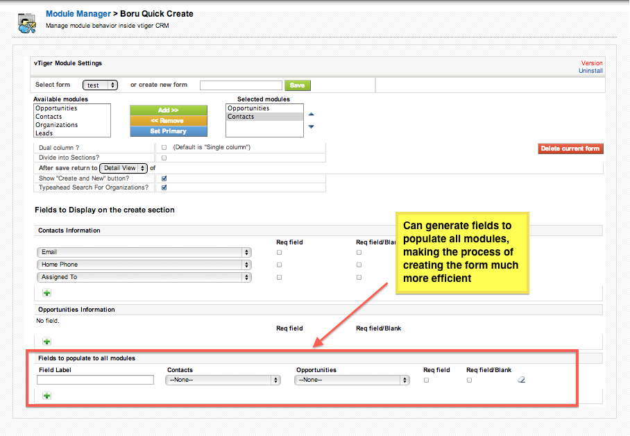 vTiger Blog: Quick Create Forms Module