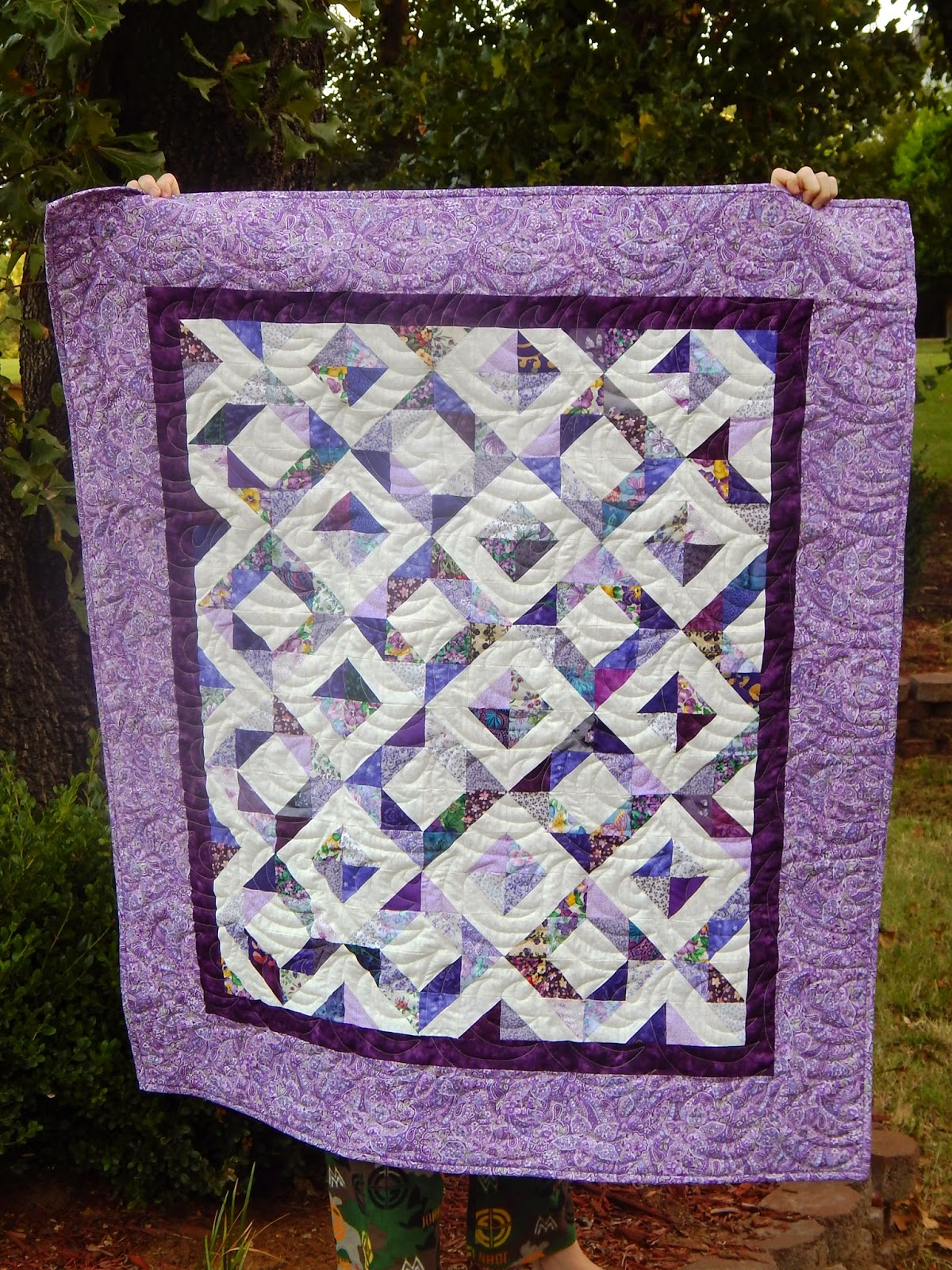 The Fleming's Nine Purple HSTs A Leftover Scrap Quilt