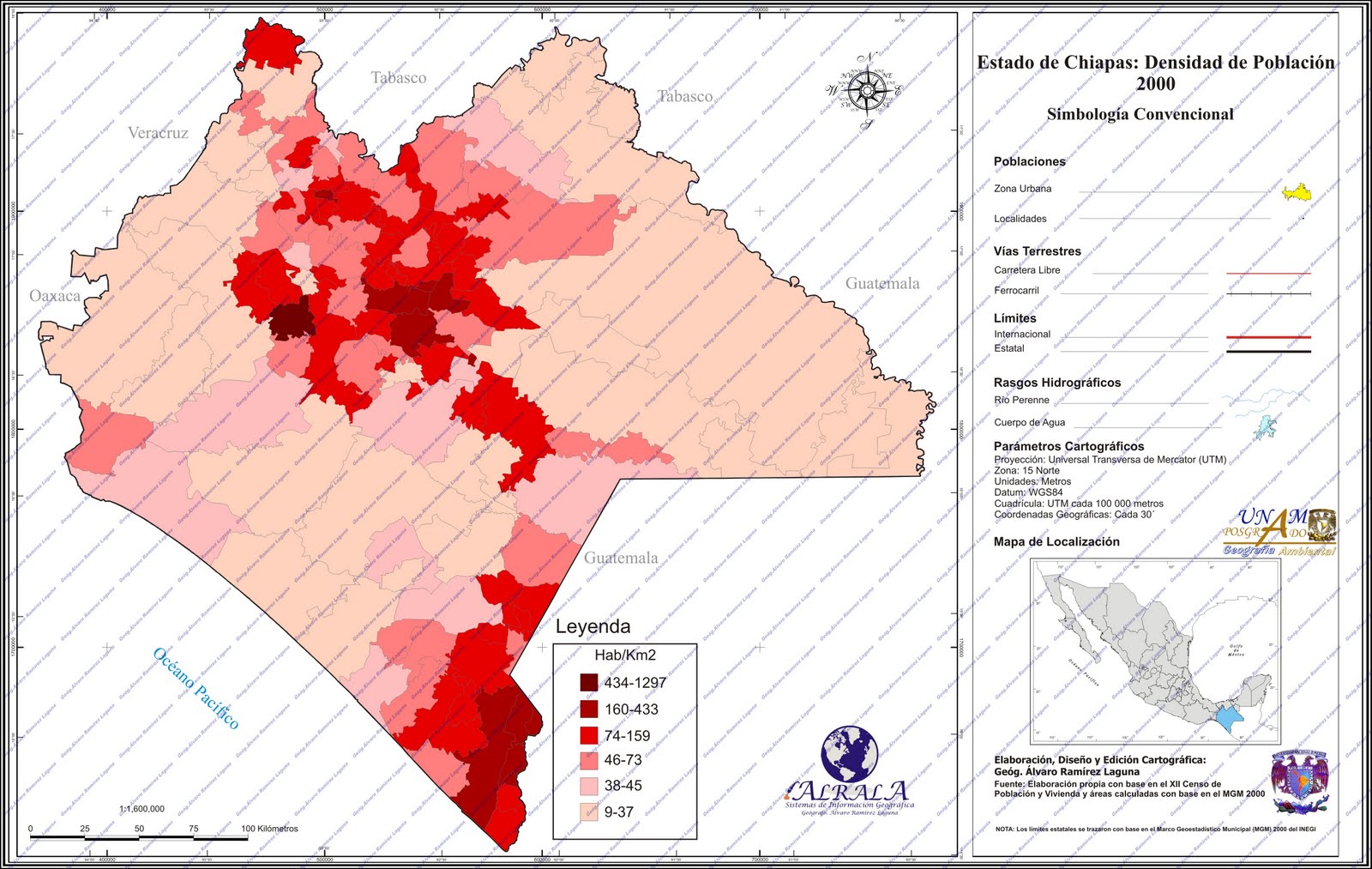 Geografía del Estado de Chiapas Densidad de Población 2000, 2005 y 2010