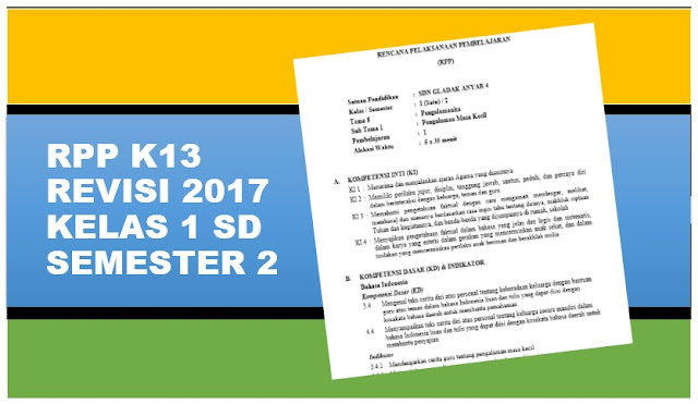 Download RPP K13 Revisi 2017 Kelas 1 Semester 2