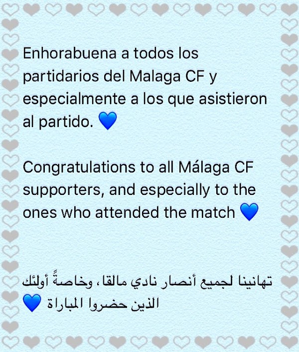 Al-Thani - Málaga -: "Gracias a Dios. Felicidades a todos"