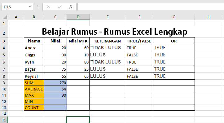 Belajar Rumus Excel Lengkap Part 2