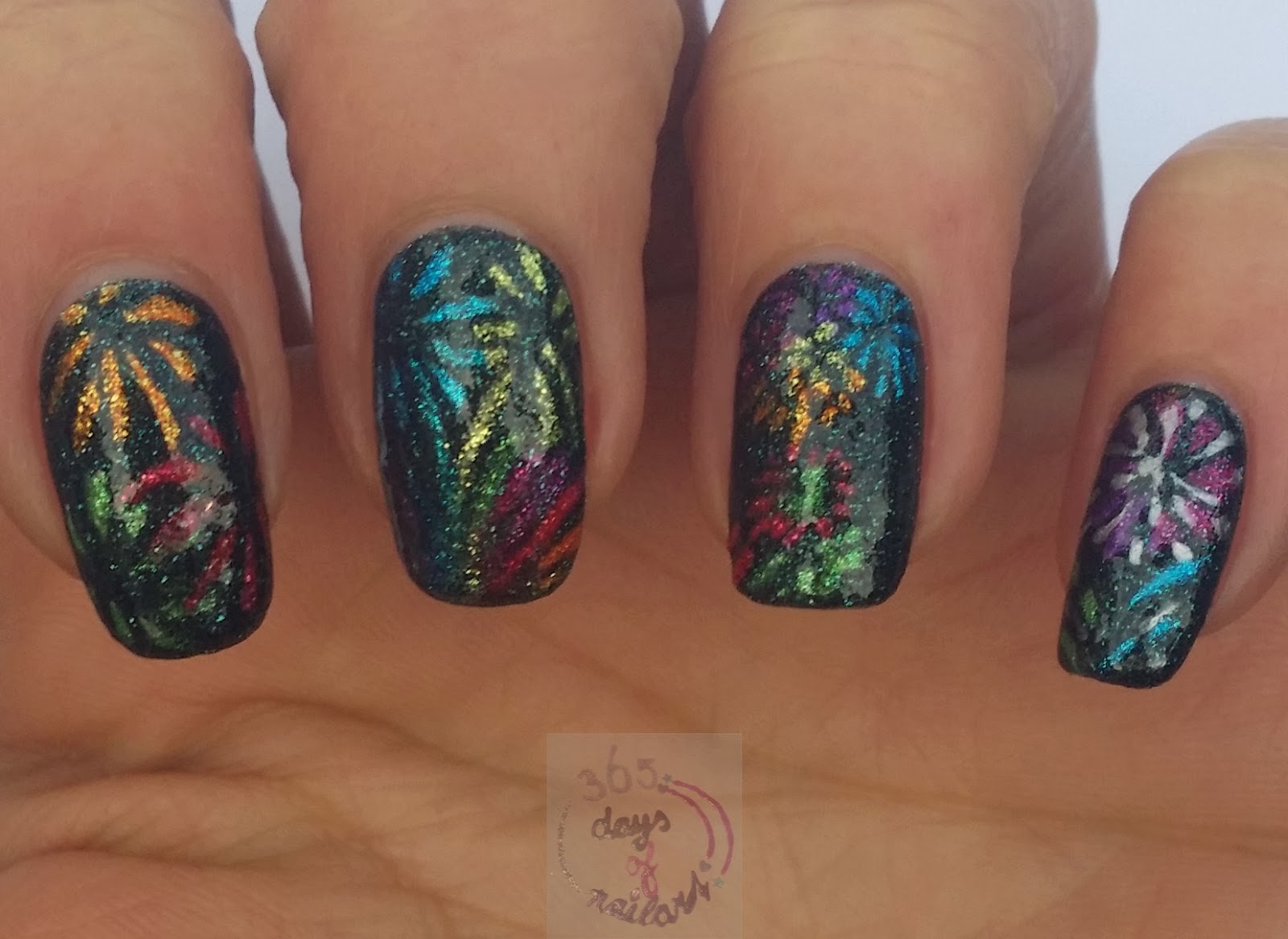 Firework Nail Art for New Year's - wide 5