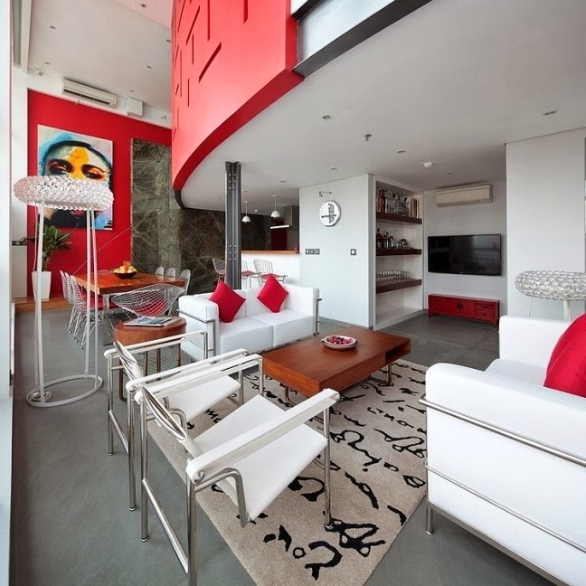 Lindas salas en blanco y rojo - Decoración de salas con estilo