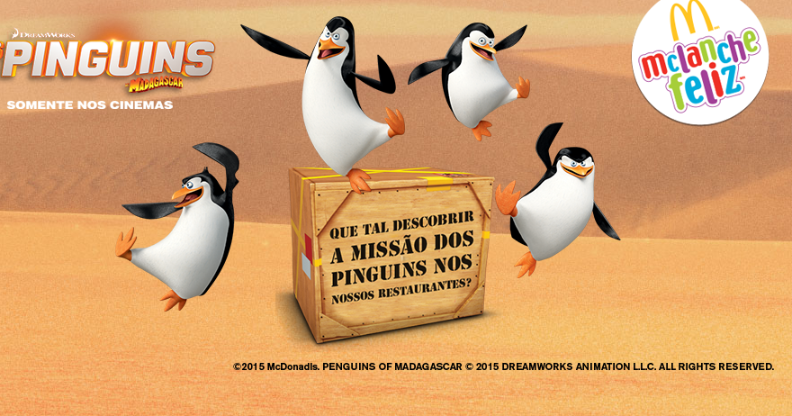 McLanche Feliz Brindes: mc lanche feliz apresenta : os pinguins de  madagascar o filme.