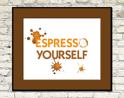poster with coffee rings text espresso yourself