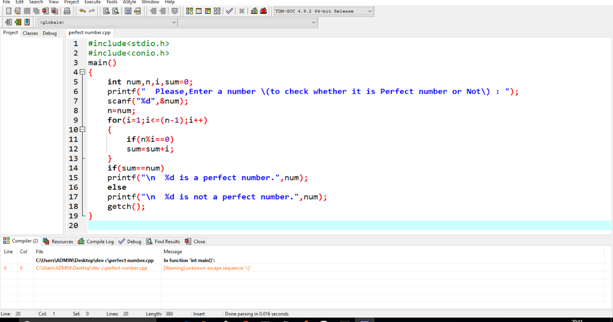 C program to check a number is Perfect number or not