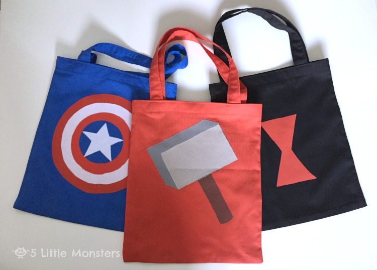 Tutorial for Avengers Halloween Trick or Treat Bags: Thor, Captain America, Black Widow