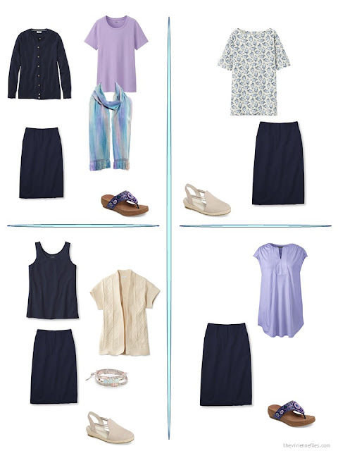 four ways to wear a navy skirt from a travel capsule wardrobe four ways to wear a navy skirt from a travel capsule wardrobe