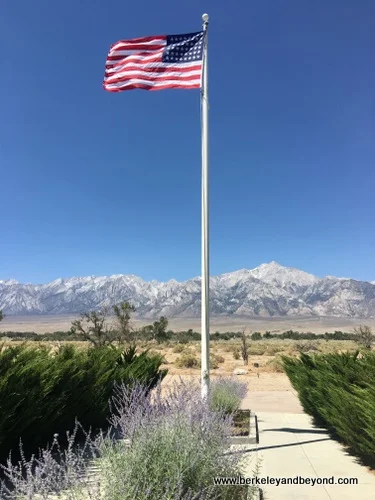 U.S. flag flies at Manzanar National Historic Site in Independence, California