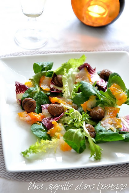 Salade de mesclun aux châtaignes et haddock