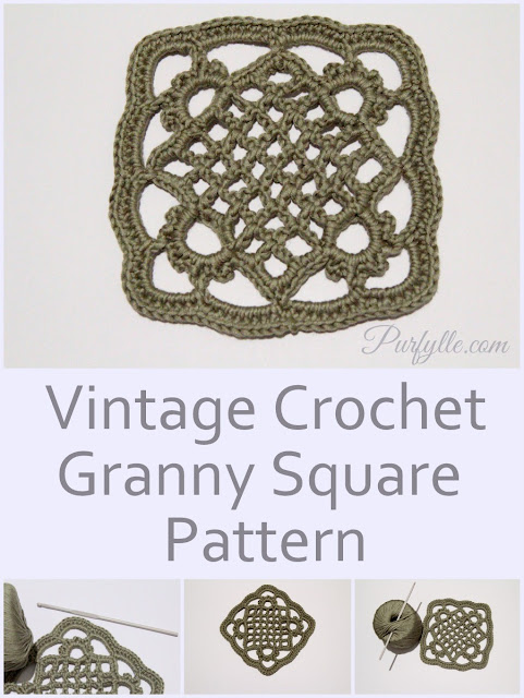 Vintage crochet granny square pattern