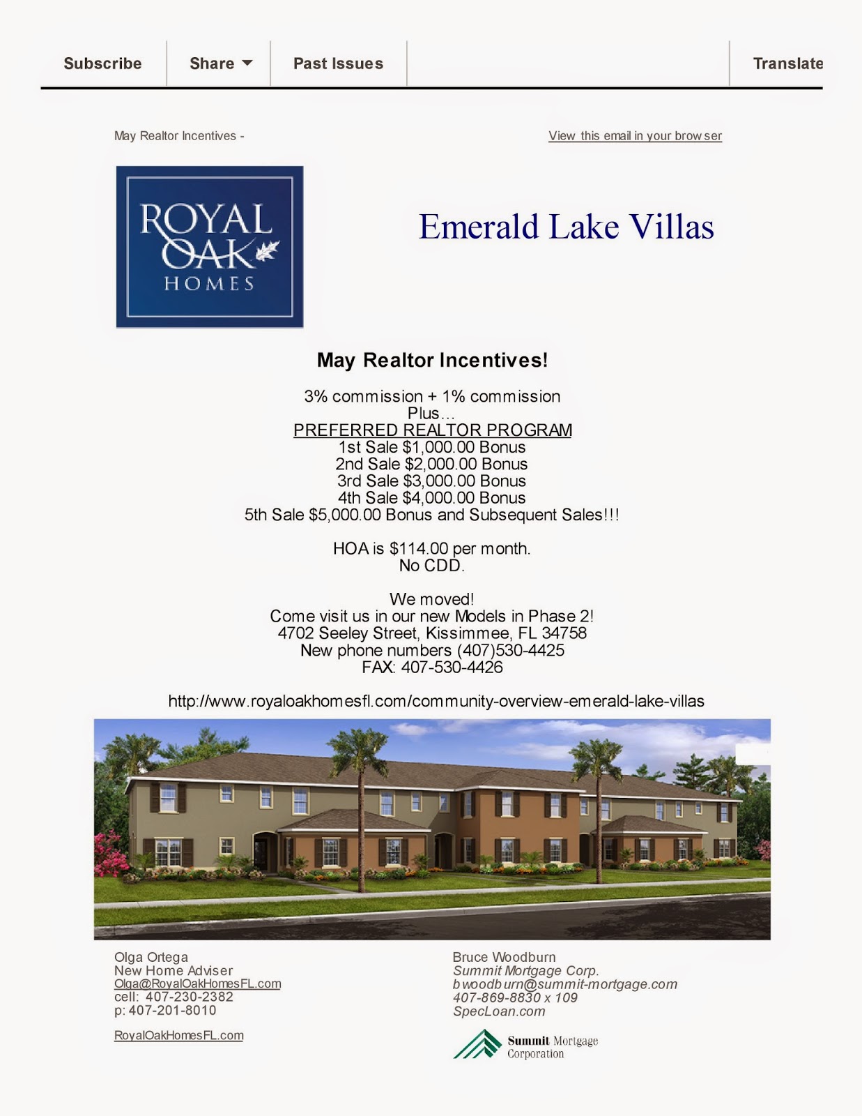 Royal Oak Homes Extra Incentives Bonus Rebate Emerald Lake Villas