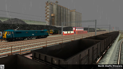 Fastline Simulation - North Staffs Minerals: A view from Grange Sidings across the mainline to Wolstanton Exchange Sidings as Class 86 86260 passes with a down express to Manchester Picadilly in North Staffs Minerals a route for RailWorks Train Simulator 2012.