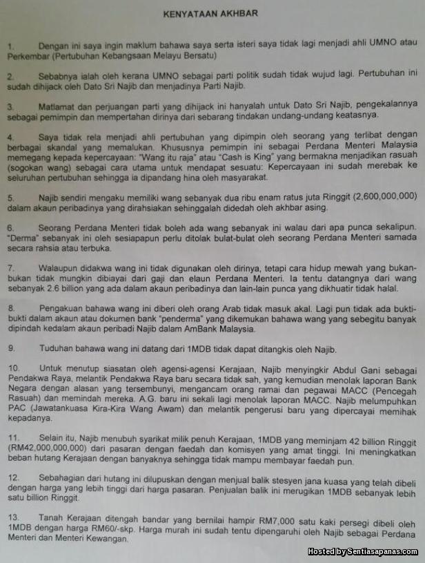 22 Sebab Tun Mahathir Keluar UMNO Kali Kedua! Kenyataan akhbar Tun Mahathir keluar umno