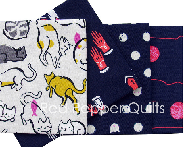 Red Pepper Quilts Sunday Stash 315 Cotton + Steel Cat Lady and Macrame