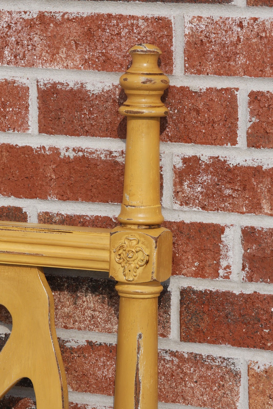 The Painted Paisley King Headboard {distressed yellow}