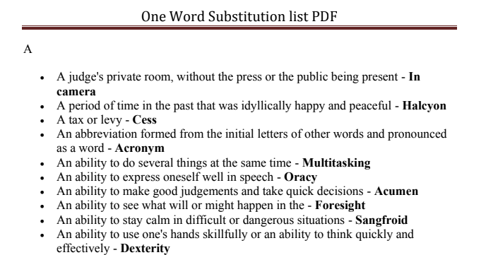 One word Substitution in English PDF Download