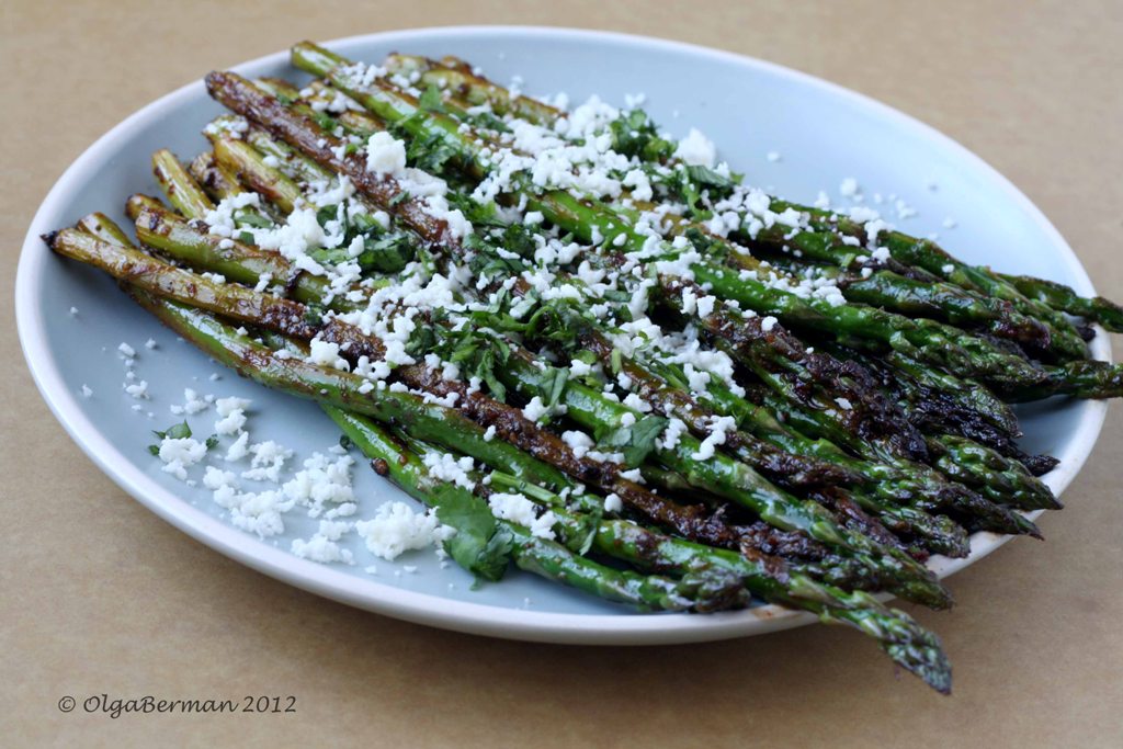 Mango & Tomato Pan Roasted Asparagus with Queso Fresco