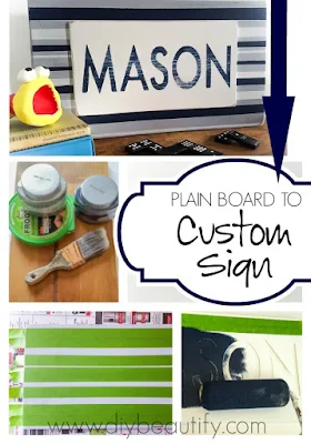 WOW! This awesome sign was created from a plain board! Get the tutorial and materials list at diy beautify!