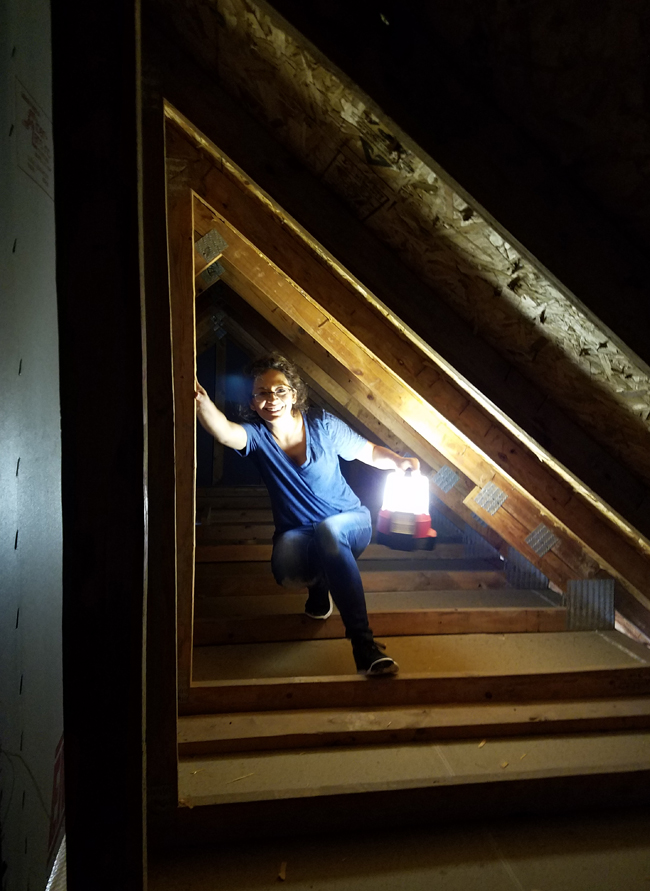 Cristina Garay under the eaves