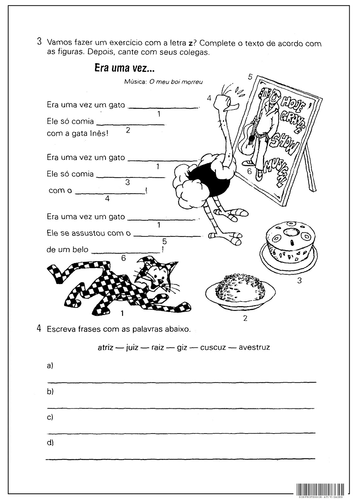 SOSPROFESSORATIVIDADES Z no final da palavra