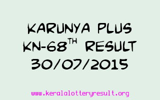 Karunya Plus KN 68 Lottery Result 30-7-2015