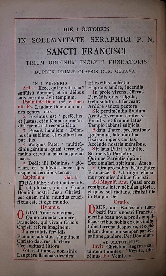 Scuola Ecclesia Mater AD I VESPERAS IN SOLEMNITATE SERAPHICI PATRIS