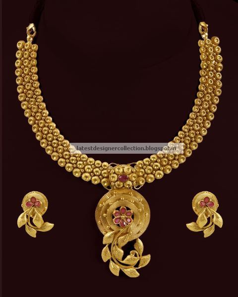 Designer Indian Antique Gold Necklace set in Trendy Design Baijnath ...